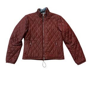 Marmot Jacket Womens Small Petite Wine Red Quilted Puffer Fleece Lined Pockets